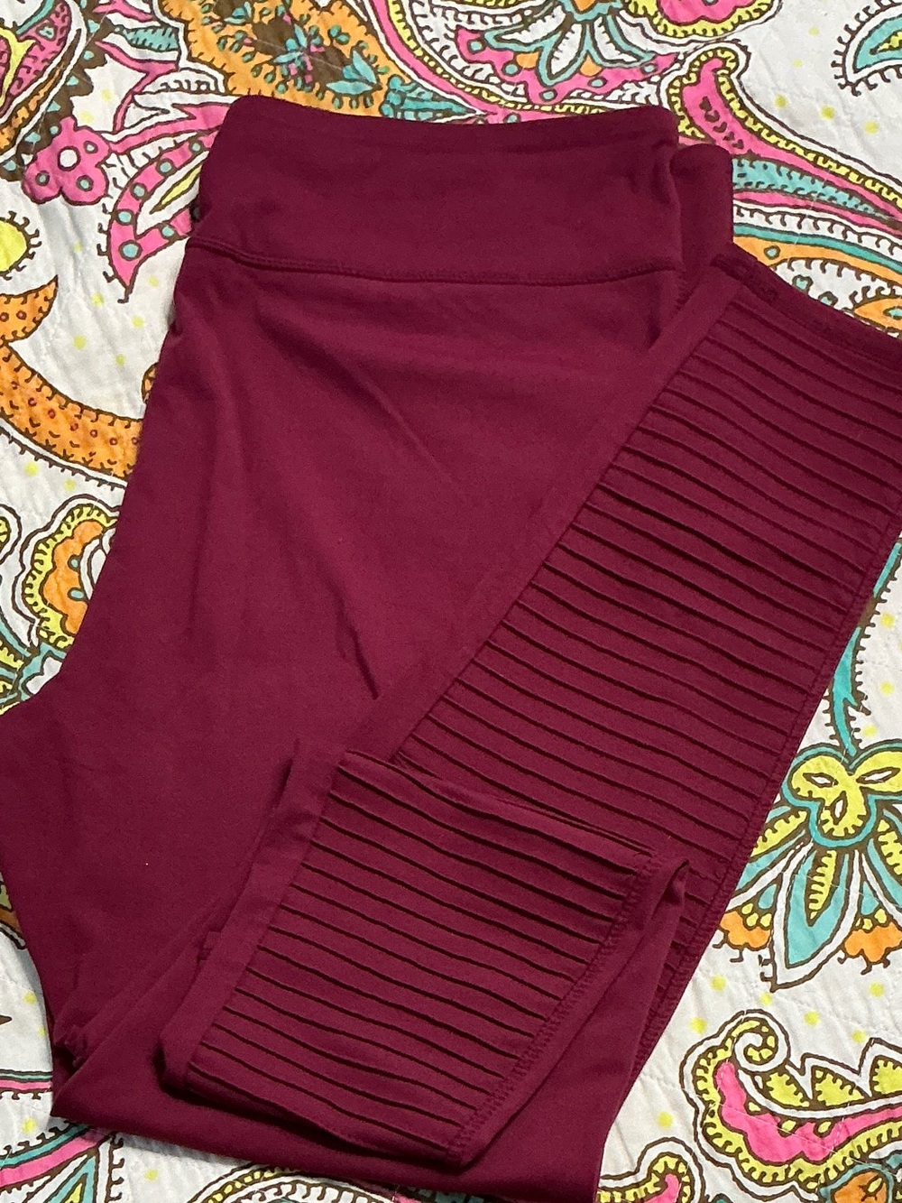 Threads 4 Thought Burgundy Ribbed Panel Leggings